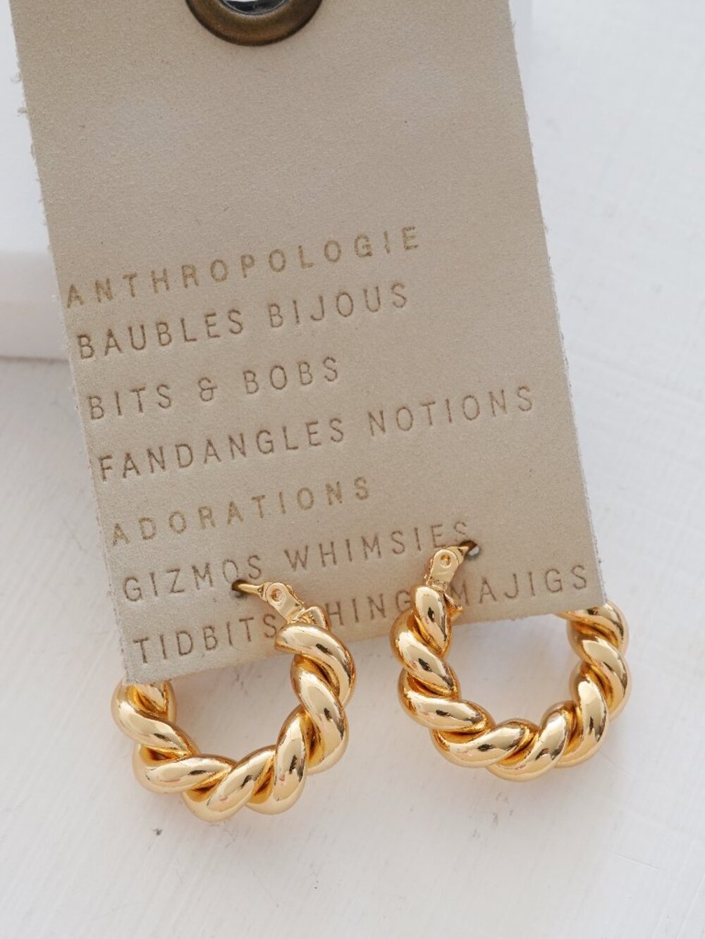 Anthropologie Twisted Huggie Hoop Earrings